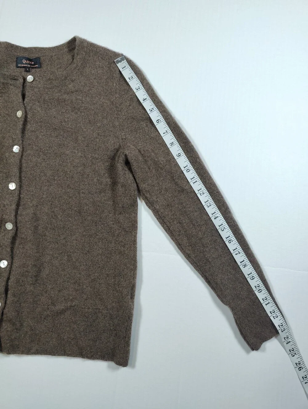 Quince Women's Brown 100% Mongolian Cashmere Button Long Sleeve Cardigan Size L